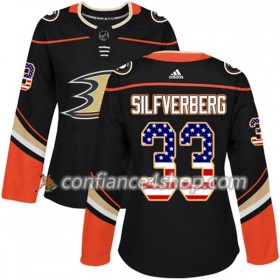 Adidas Maillot de Hockey Anaheim Ducks Jakob Silfverberg 33 2017-2018 Noir USA Flag Fashion Authentic - Femme